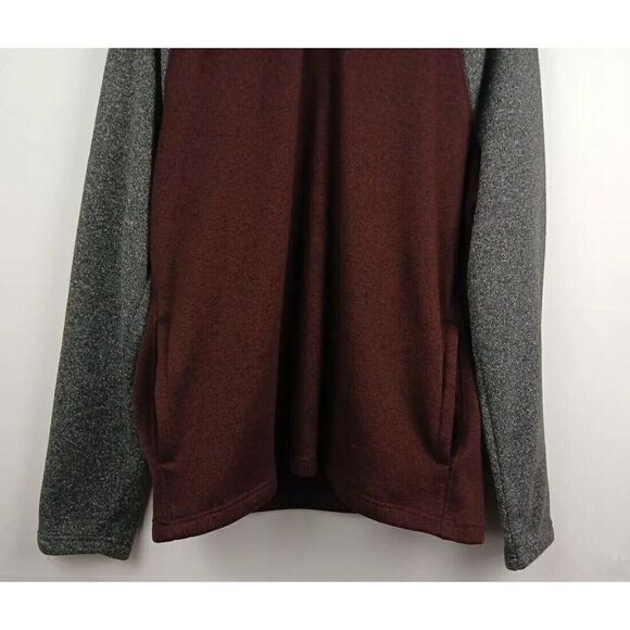 Sonoma  1/4 Snap Button Up Long Sleeve Pullover Sweater Mens XL Maroon/Gray - Picture 5 of 9